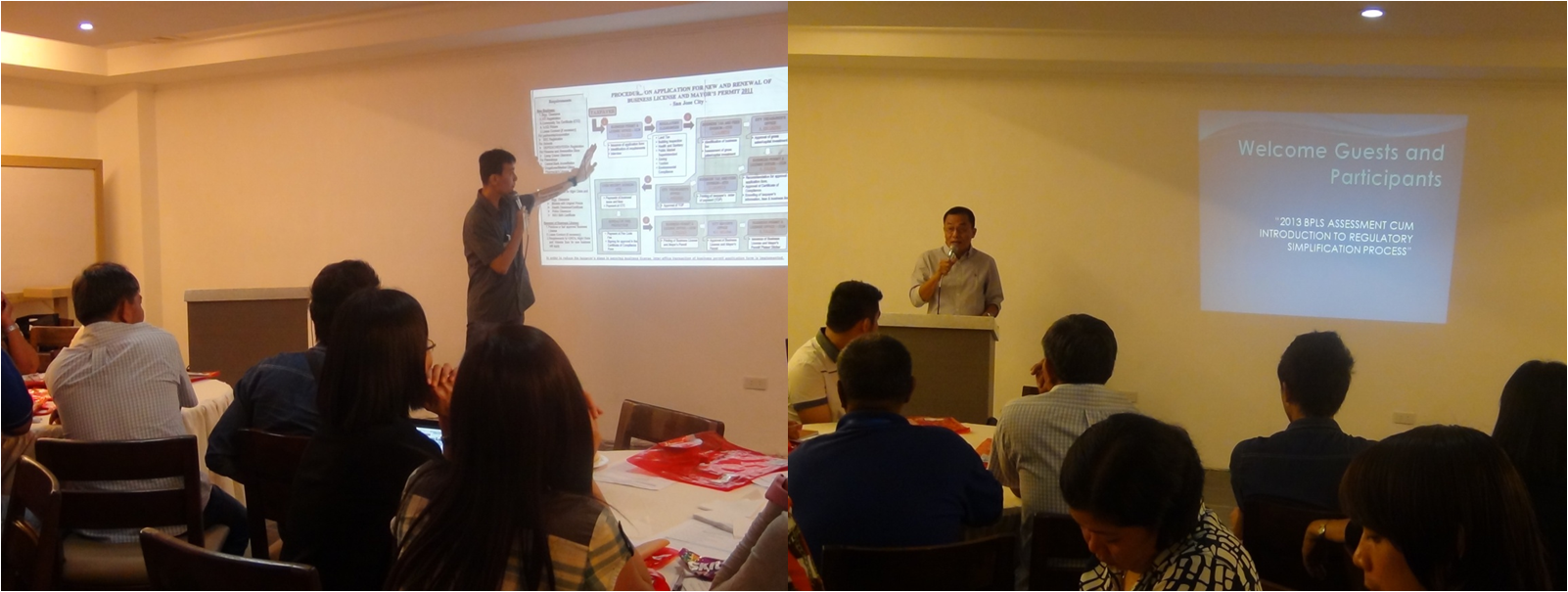 (left photo) Dr. Bobby Pagulayan discusses the RSP. (right photo) ARD Abraham Pascua delivers his welcome message  